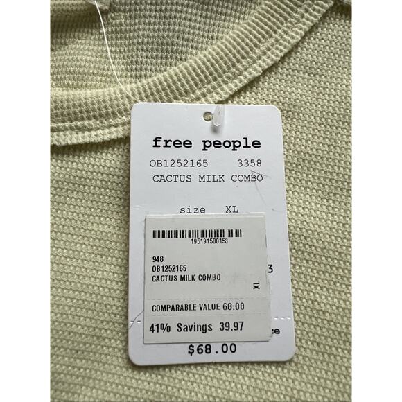 We the Free Tasha Thermal Top Women XL Cactus Milk Combo Snaps On Cuffs Boho NWT - Picture 6 of 12